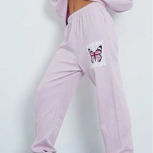 Lilac Bad Day, Good Life Oversized Jogger